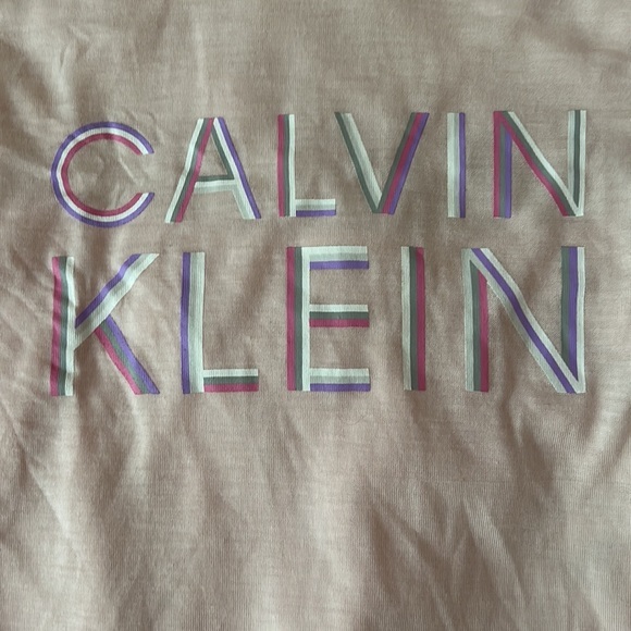 NWT, Calvin Klein, Girls, two piece pajama‎ set, peach logo top with pink pants - Picture 2 of 10